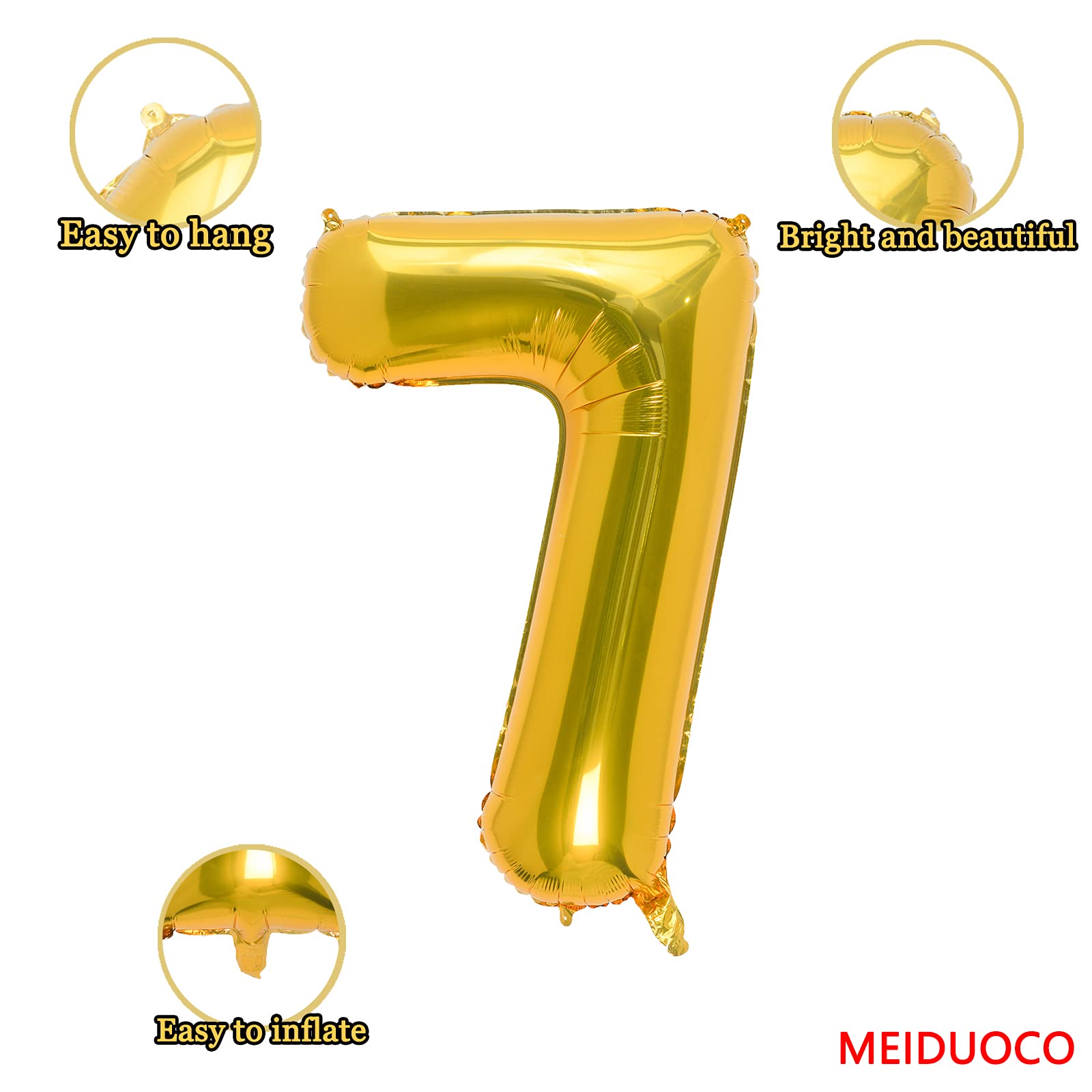 32 Inch Gold Number 7 Foil Balloons for Birthday Party Decorations - Large Metallic Balloon for Anniversary, Graduation, Baby Shower & Special Events Decoration Supplies