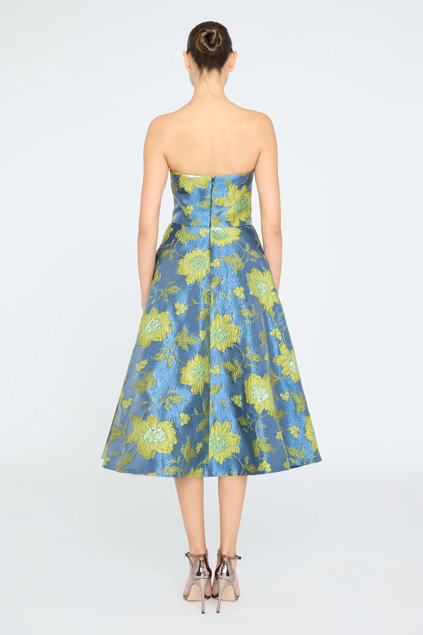Dara Scallop Strapless Dress - Blue Ashes | Elegant Summer Cocktail Party & Wedding Guest Dress