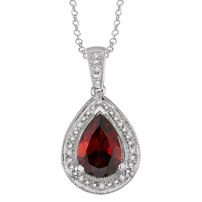 Exquisite Garnet & Diamond Necklace for Women - 14K Gold Plated Elegant Jewelry Gift for Anniversary, Valentine's Day & Special Occasions - Perfect for Evening Parties, Weddings & Romantic Dates