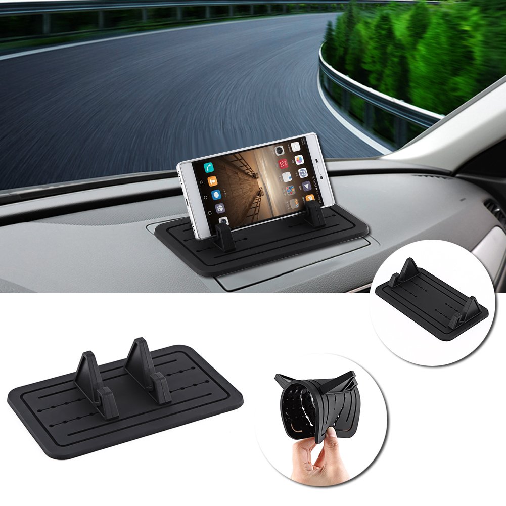 Universal Silicone Car Phone Holder - Anti-Slip Dashboard Mount for Smartphones, Perfect for Driving & Office Use