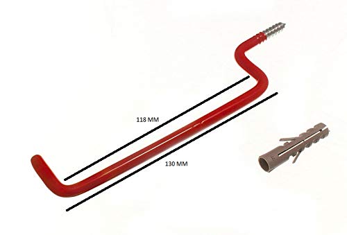 48-Pack Heavy Duty Plastic Coated Screw-In Ladder Hooks with Wall Anchors - Universal Utility Hooks for Storage, Garden, Garage Organization (Indoor/Outdoor Use)