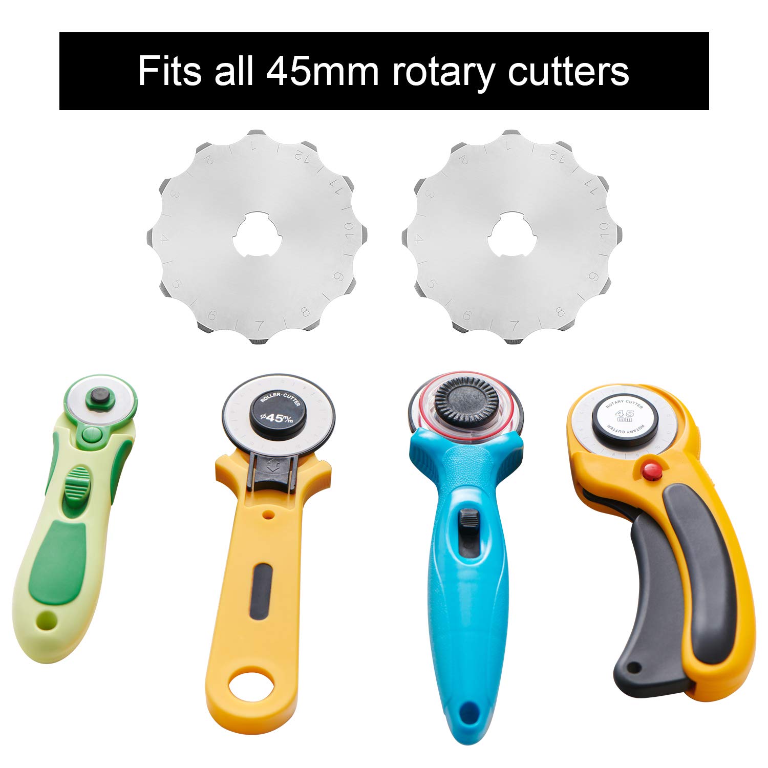 Mudder 2-Pack 45mm Perforating Rotary Cutter Blades - Premium Stitch Replacement Blades with Plastic Case for Crochet, Crafting, Sewing, Leather & Paper Cutting | Ideal for DIY Projects, Scrapbooking & Fabric Arts