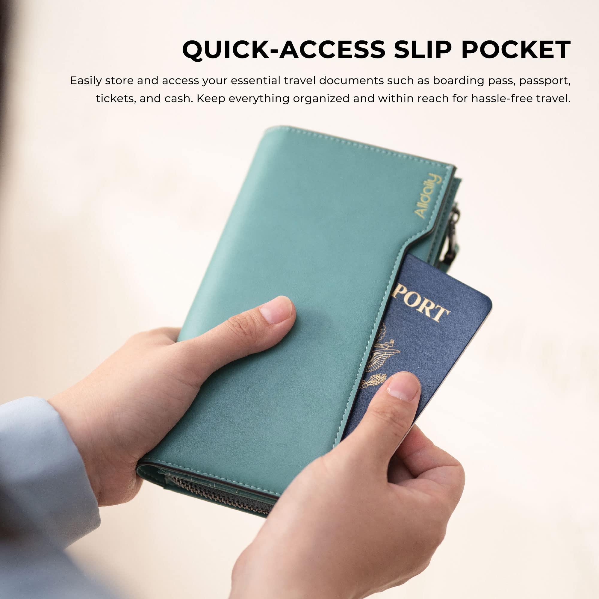 Alldialy RFID Blocking 24 Credit Card Holder Wallet for Women - Large Capacity Zippered Wristlet Purse (Purist Blue) | Secure Travel Wallet & Everyday Essentials Organizer