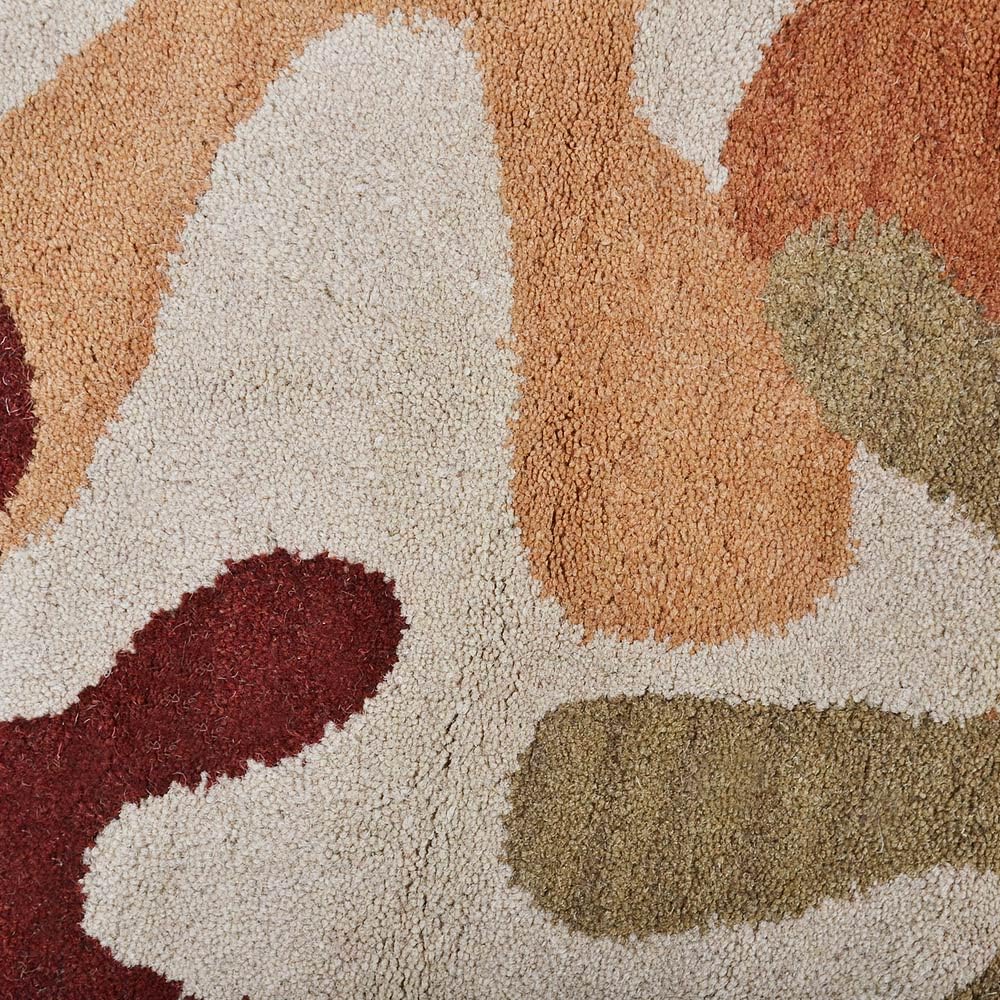 Hand Tufted Wool Eco-Friendly Round Area Rug 8'x8' - Cream Modern High Pile Thick Non-Slip Handmade Carpet for Living Room & Bedroom | Soft Contemporary Design for Cozy Home Decor (K00699)