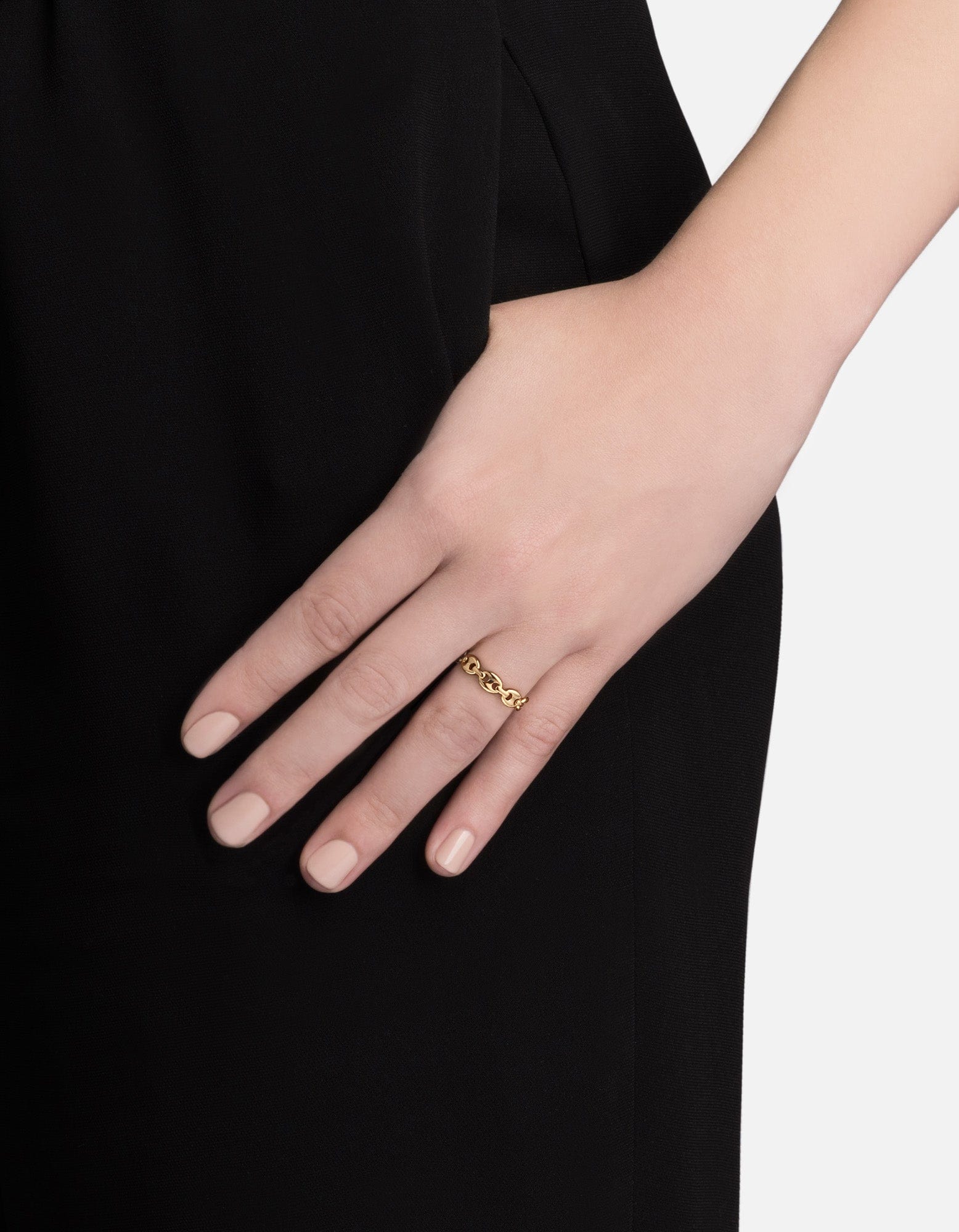 Pyper Link Puff Ring - 14K Gold Vermeil Stackable Dainty Jewelry for Women - Perfect for Everyday Wear, Gift Giving & Special Occasions