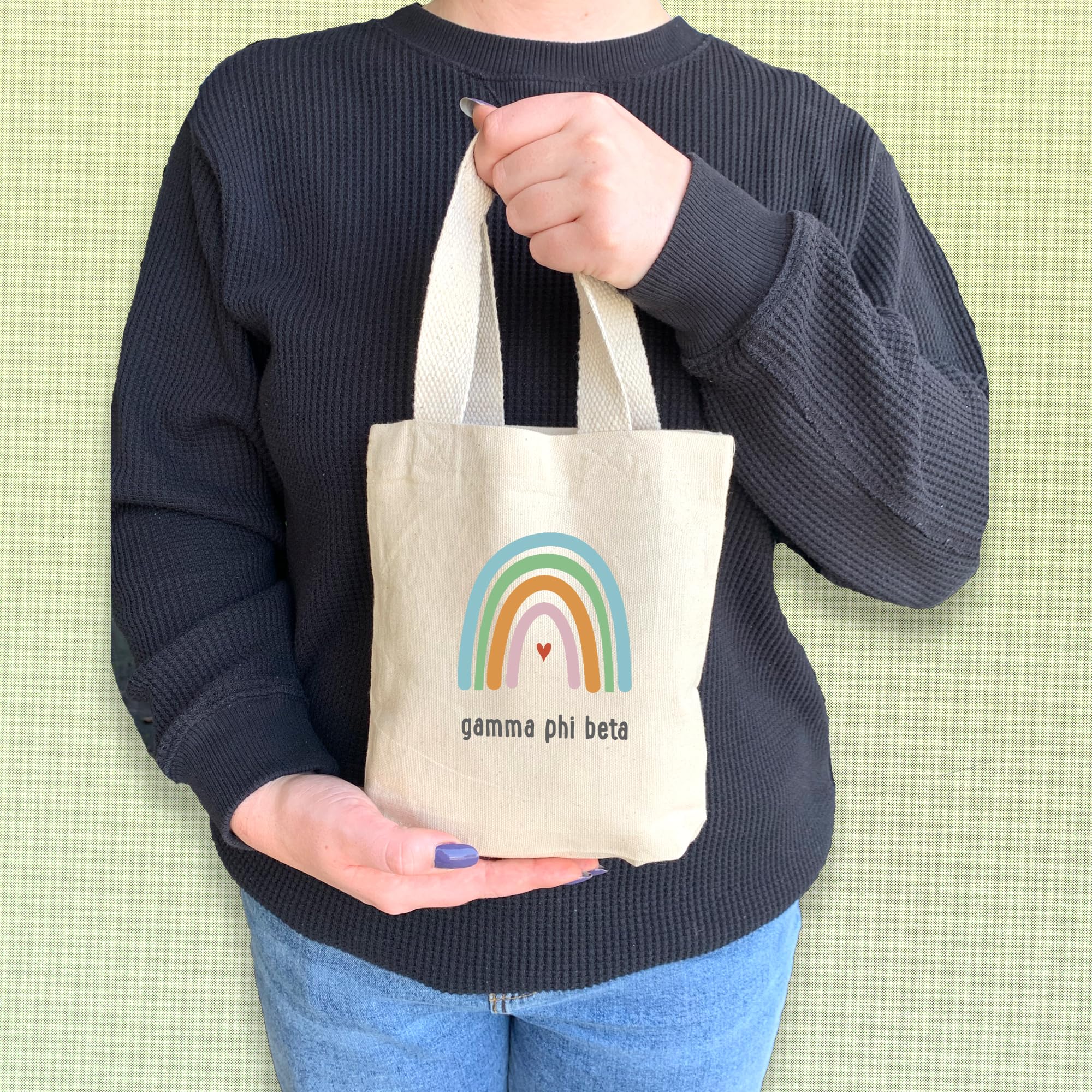 Rainbow Mini Tote Bag - Cute Small Gift Bags for Sorority Sisters - Party Favor Pouches - Perfect for Greek Life Events, Bridal Showers & Birthday Goodie Bags