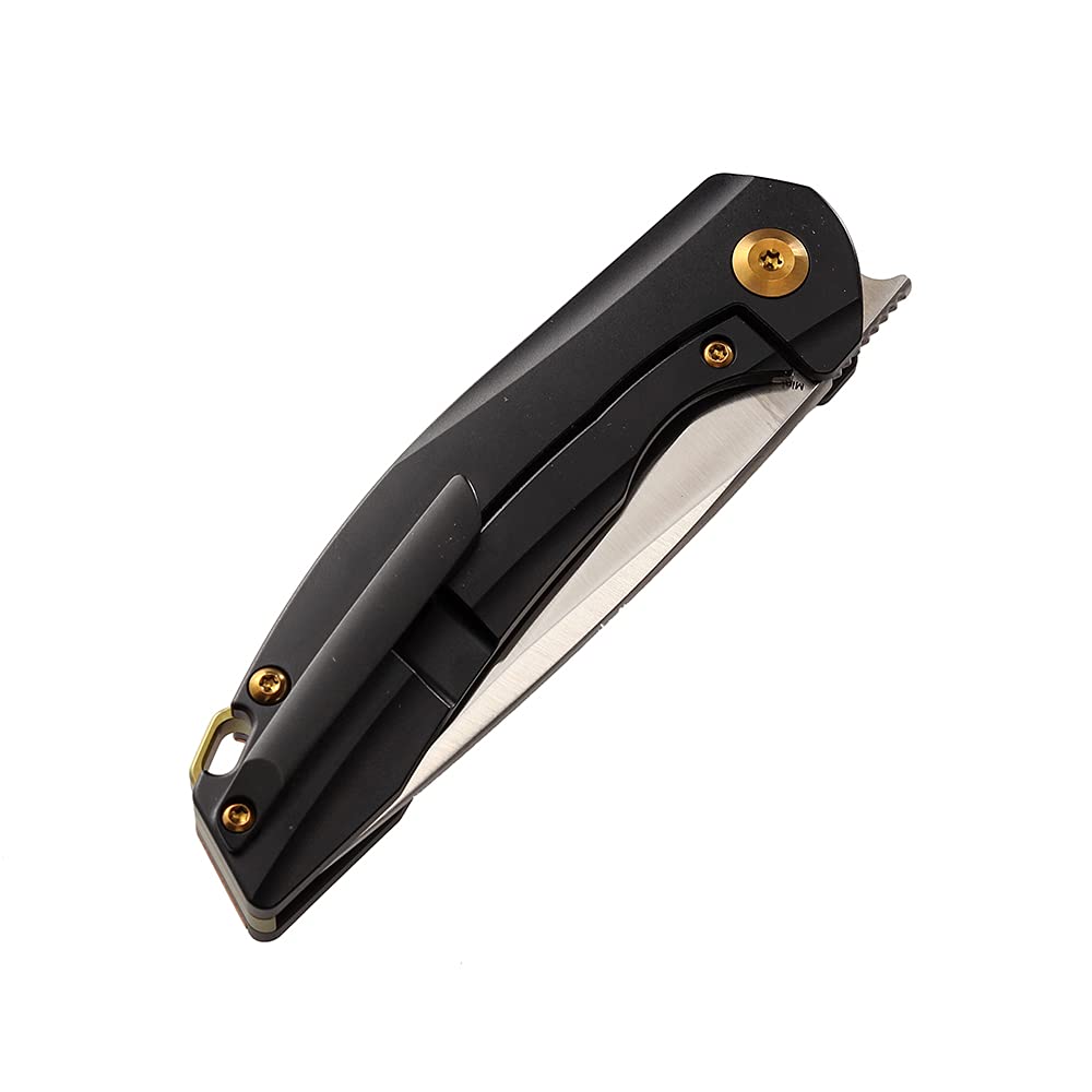 KANSEPT Mini Accipiter Pocket Knife - CPM-S35VN Steel, 6.73in Front Flipper Design with 2.95in Drop Point Blade, Copper & Titanium Handle - Perfect for Camping, Hunting & Everyday Carry (EDC) Tactical Use | Model K2007A3