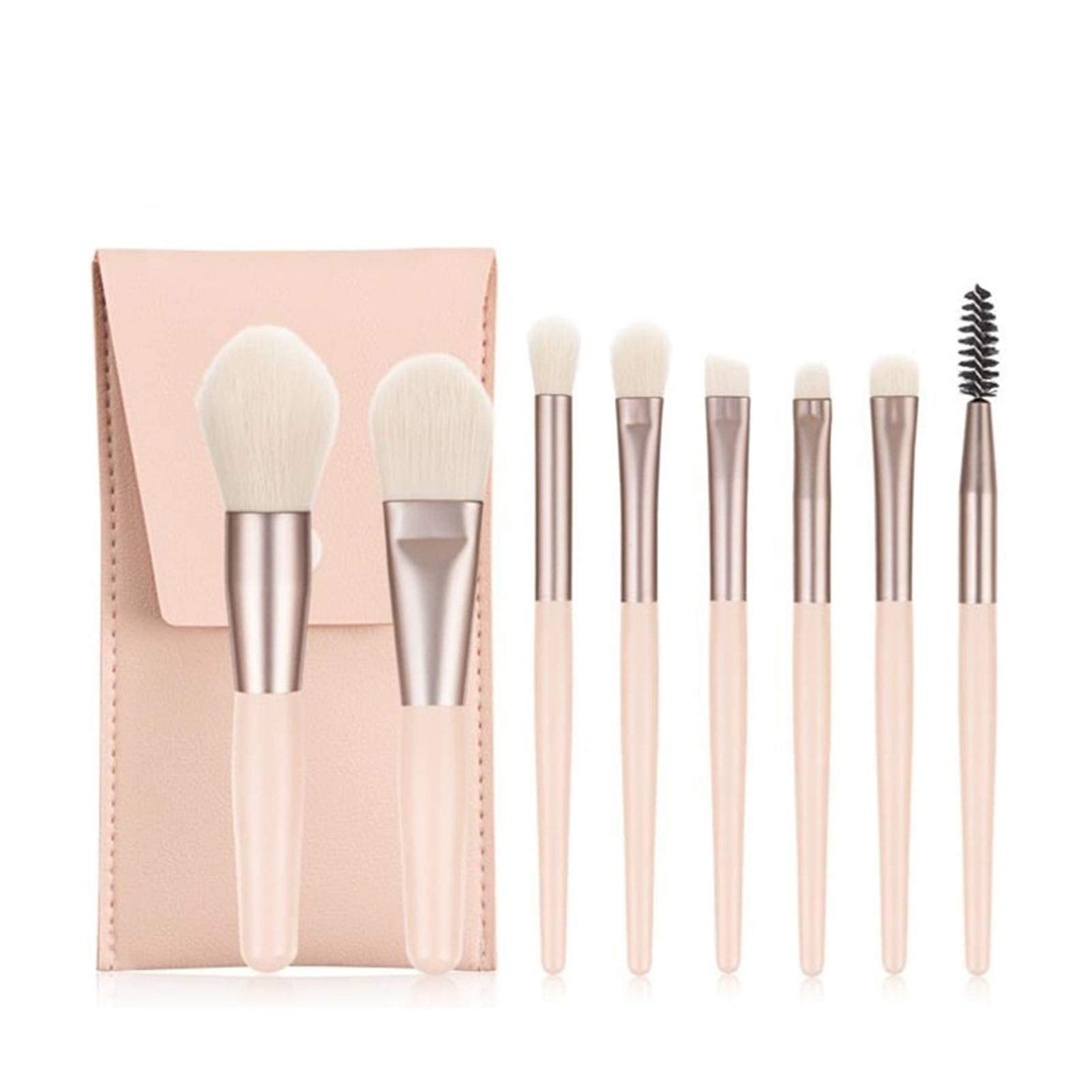 8PCS Mini Portable Makeup Brush Set - Synthetic Foundation, Powder, Blush, Concealer, Eyelash, Lip & Brow Brushes with Storage Bag | Perfect for Travel, Daily Makeup & Professional Cosmetics Application