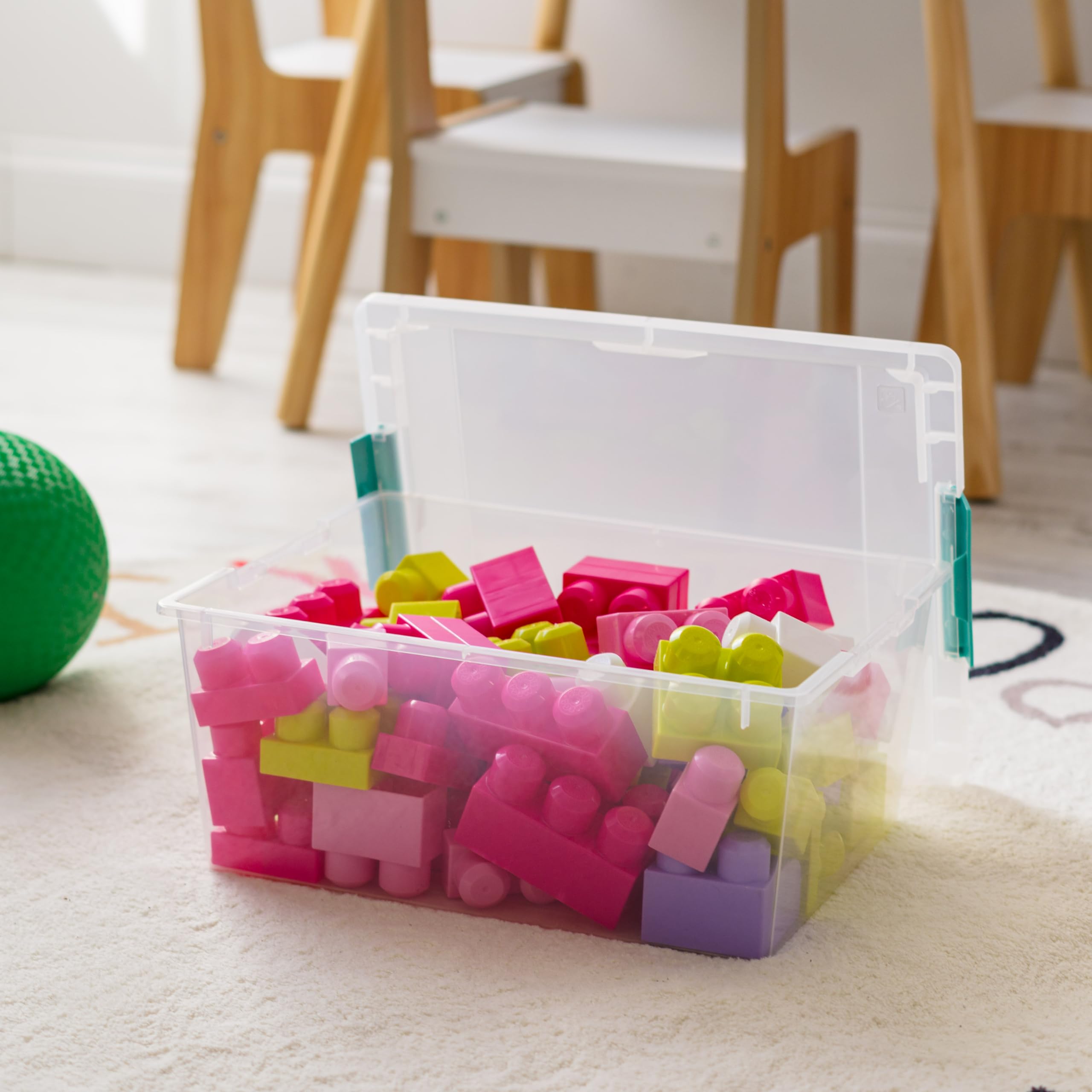 IRIS USA 12 Quart Clear Plastic Storage Bins with Lids - 4 Pack Stackable Organizing Containers for Sensory Bins, Craft Supplies, Home, Office & School Organization | Perfect for Toy Storage, Art Supplies & Clutter Control
