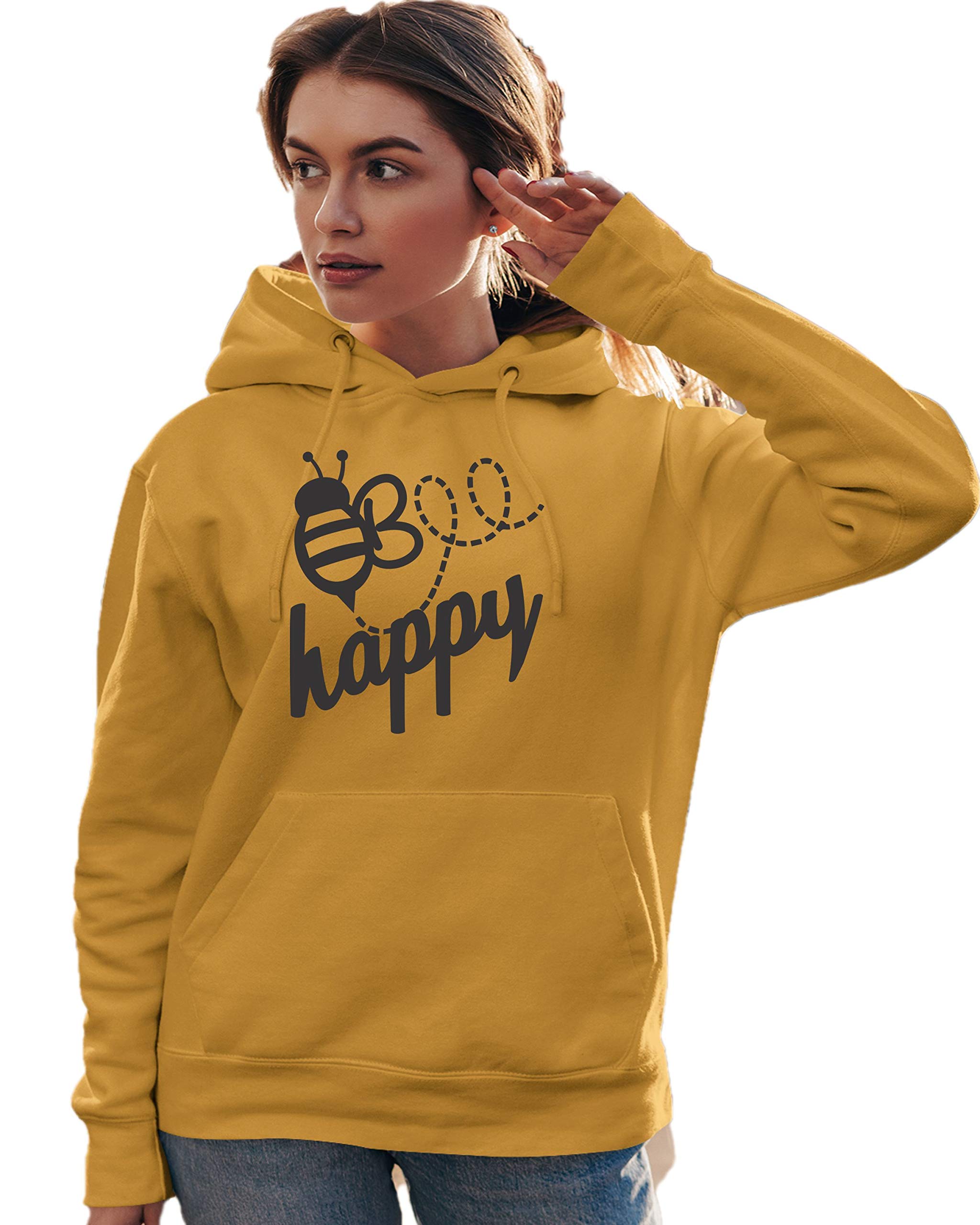 Go All Out Bee Happy Unisex Sweatshirt Hoodie - Soft & Comfortable Pullover for Men & Women - Perfect for Casual Wear, Outdoor Activities & Gifts