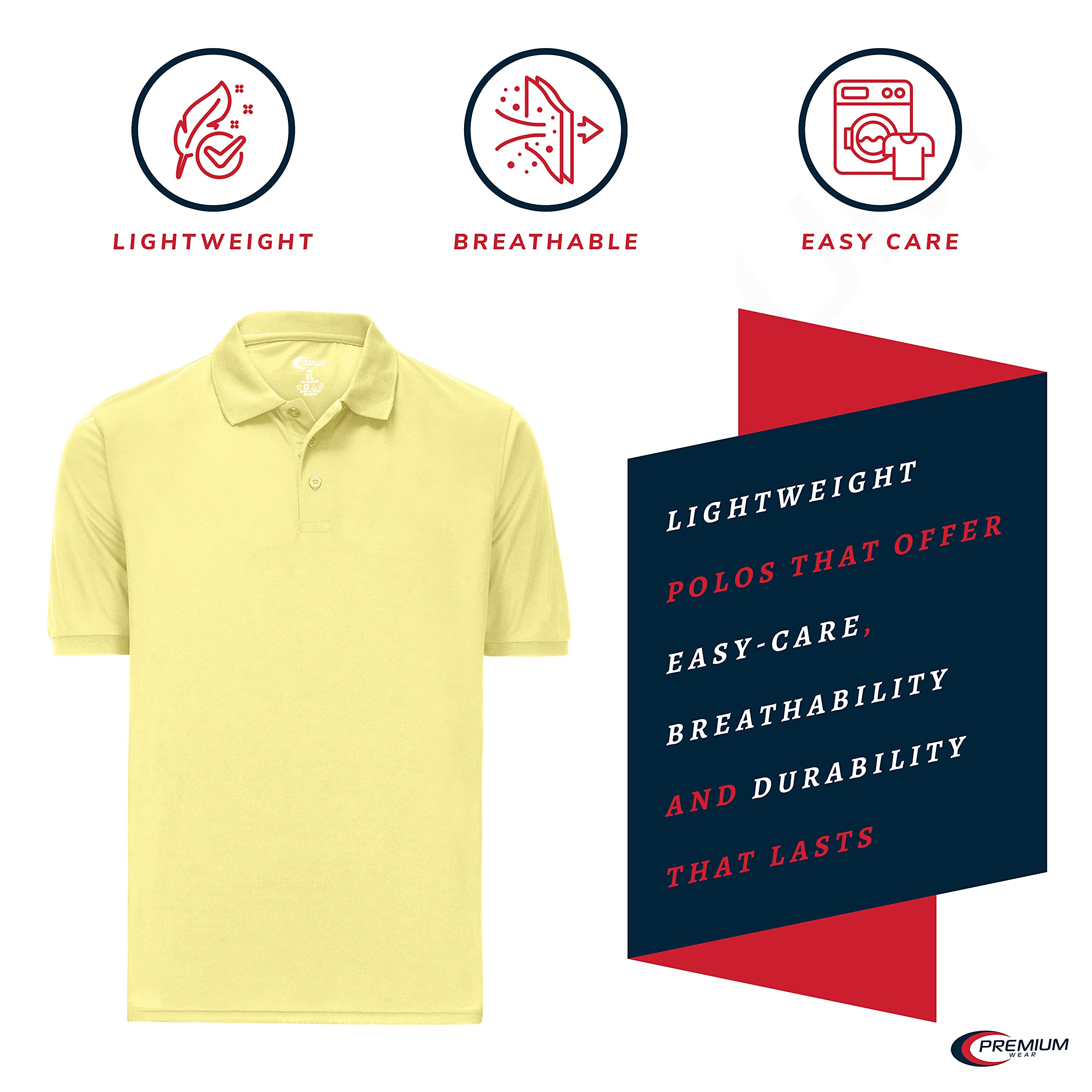 Premium Moisture-Wicking Men's Polo Shirts - Breathable & Quick-Dry Performance Tees for Golf, Work & Casual Wear