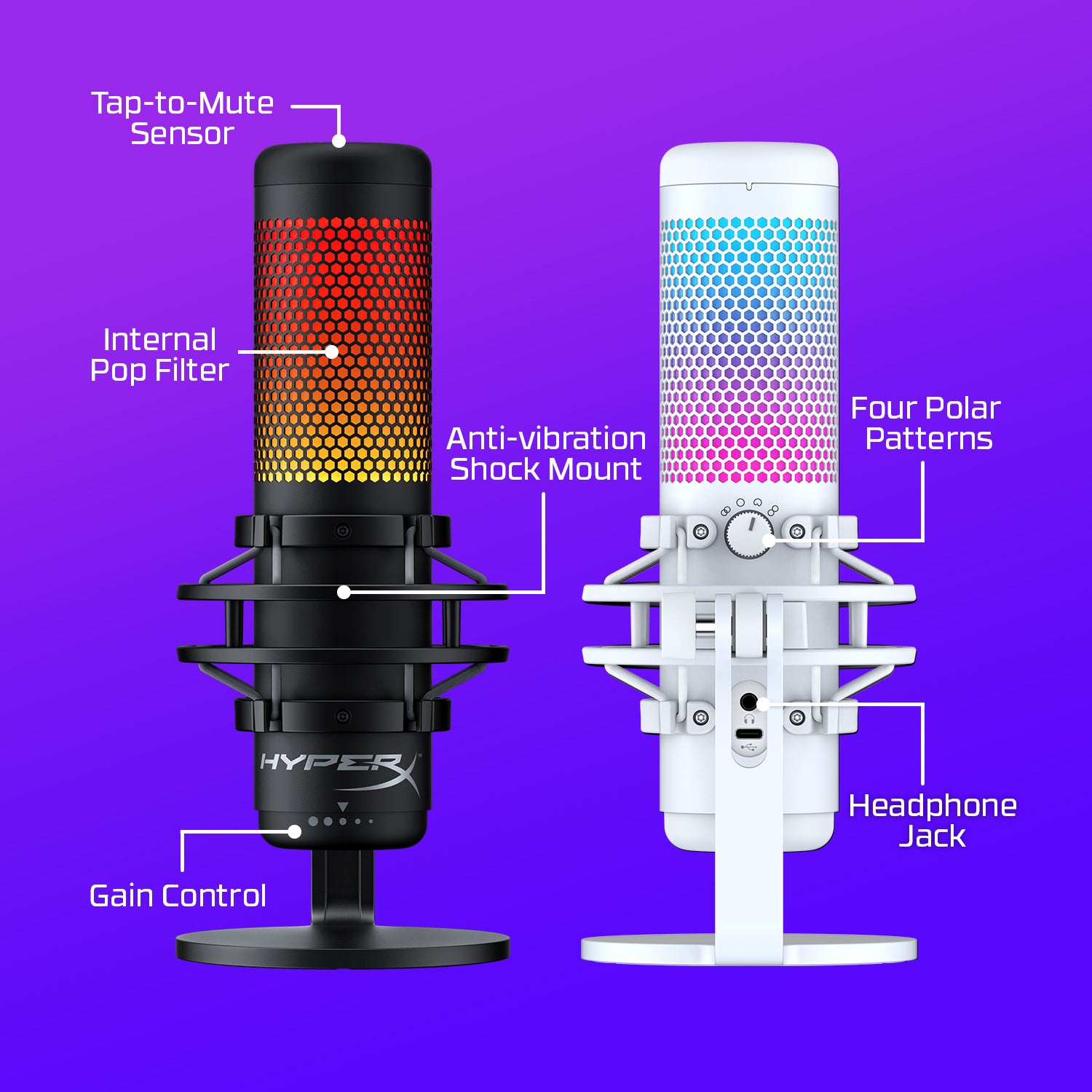 HyperX QuadCast S USB Condenser Microphone with RGB Lighting - Professional Streaming, Podcasting & Gaming Mic for PC, PS4 & Mac - Perfect for Twitch, YouTube & Discord