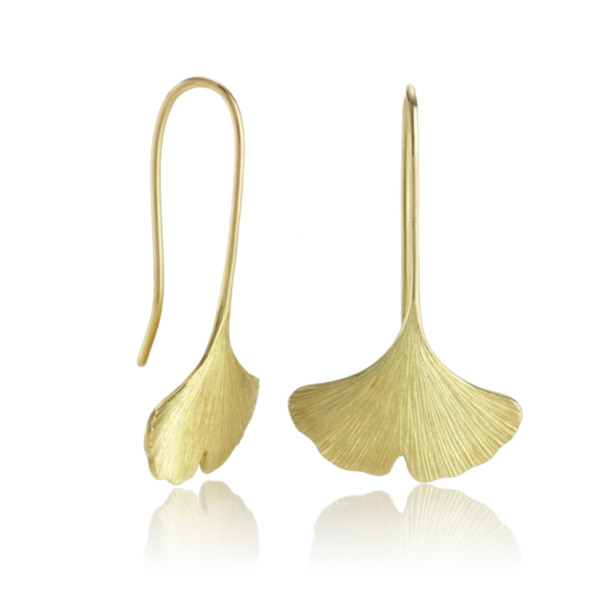 Brushed Gold Ginkgo Leaf Drop Earrings for Women - Elegant Dangle Earrings for Party, Wedding & Everyday Wear