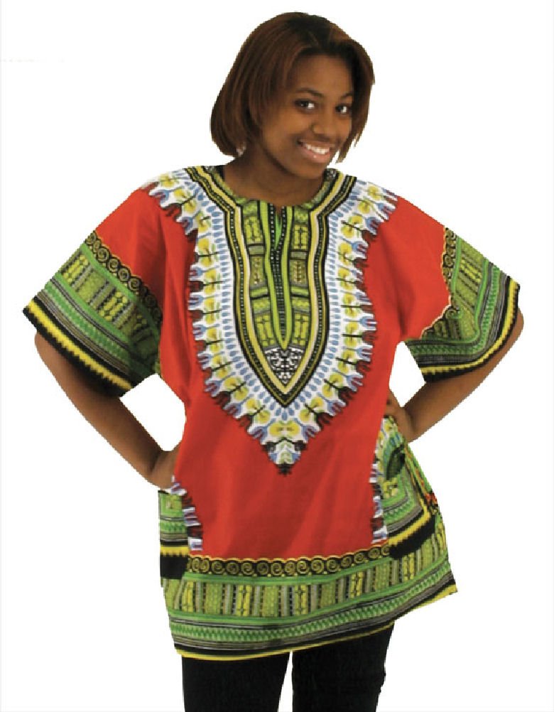 Authentic African Dashiki Shirt for Men & Women - Vibrant Red Traditional Print - Perfect for Festivals, Weddings & Cultural Events