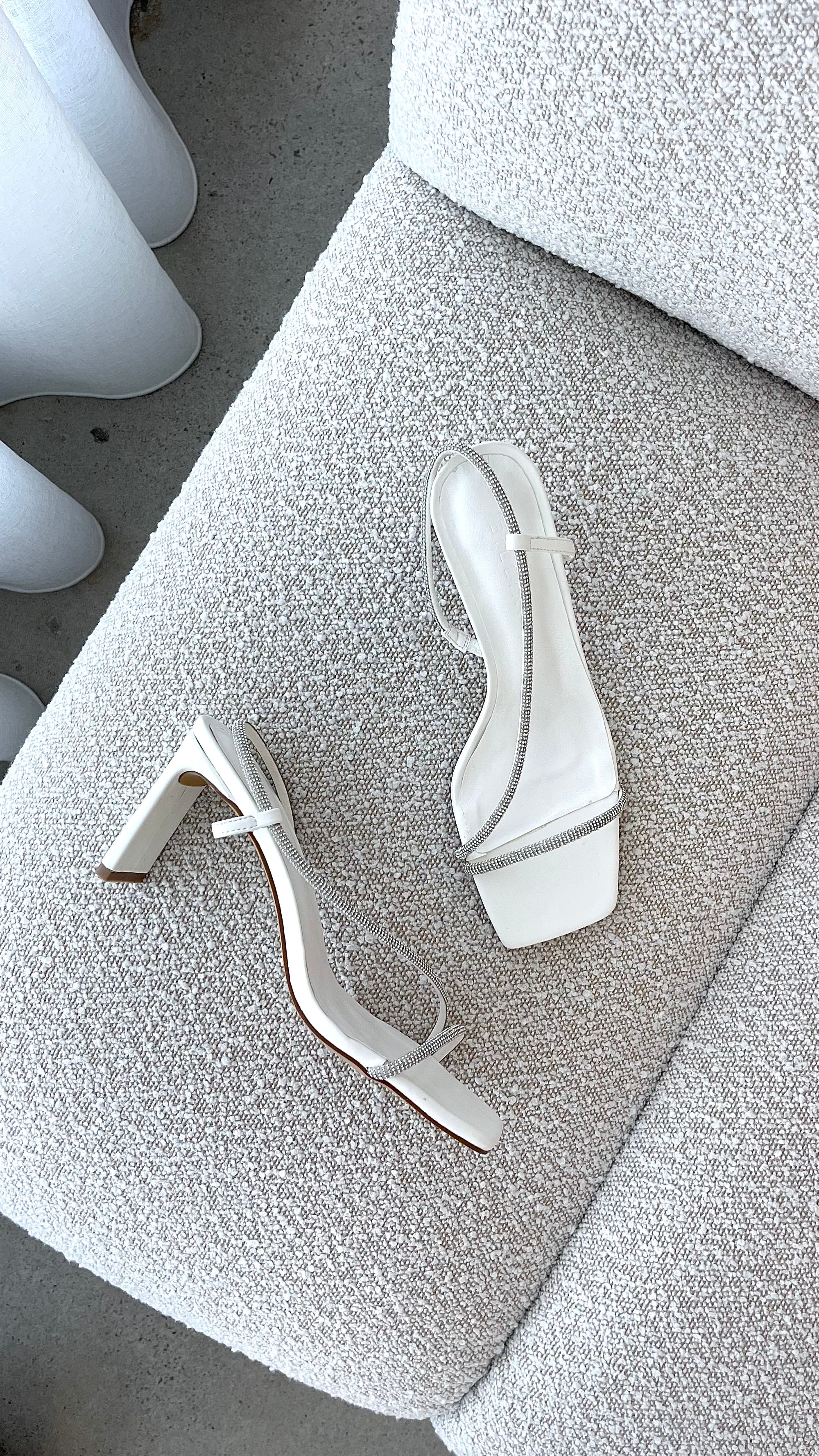 Kaye Heels Women's White Diamante Stiletto Pumps - Elegant High Heels for Parties, Weddings & Special Occasions