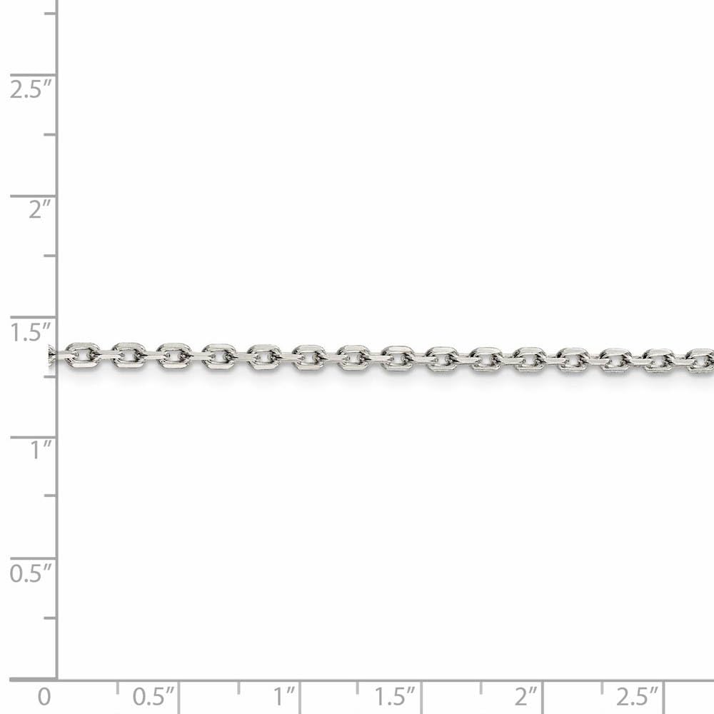 2.75mm Sterling Silver Solid Beveled Oval Cable Chain Necklace for Women - Dainty & Elegant Jewelry Gift for Her - Perfect for Everyday Wear, Layering & Special Occasions