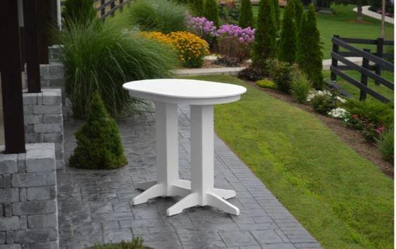 A & L Furniture Oval Bar Table with Free 2 Umbrella Holes - Perfect for Outdoor Patio, Poolside, and Backyard Entertaining