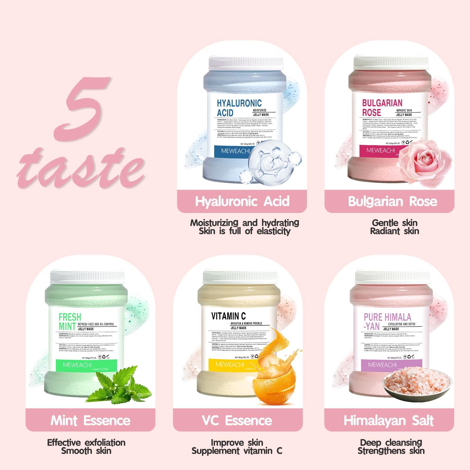 Professional Hydrating Jelly Face Mask for Wrinkles & Acne - 23 Fl Oz Natural Gel Facial Mask with Himalaya & Vitamin C Essence | Deep Moisturizing Skincare for Dry Skin, Spa Treatment & At-Home Relaxation