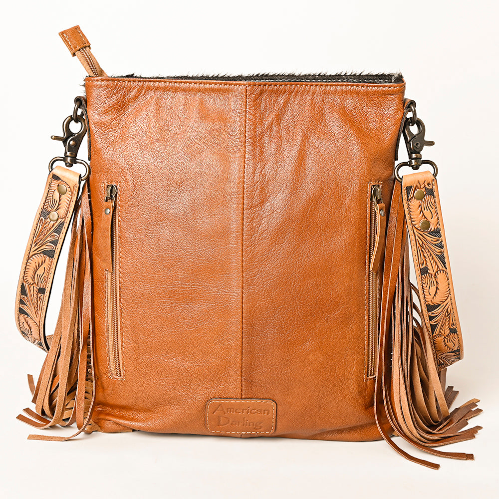 American Darling ADBG1299 Genuine Leather Women's Western Handbag - Hand Tooled Hair-On Cowhide Purse for Cowgirl Style, Rodeo Events & Country Fashion Accessories