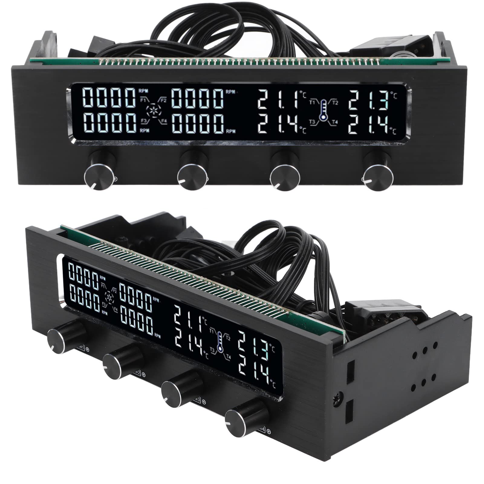 Multi Fan Speed Controller - 3PIN/4PIN 4 Channel PC Fan Control Module with LCD Display for Computer Case Cooling | Perfect for Gaming PC, Workstation & Server Heat Dissipation