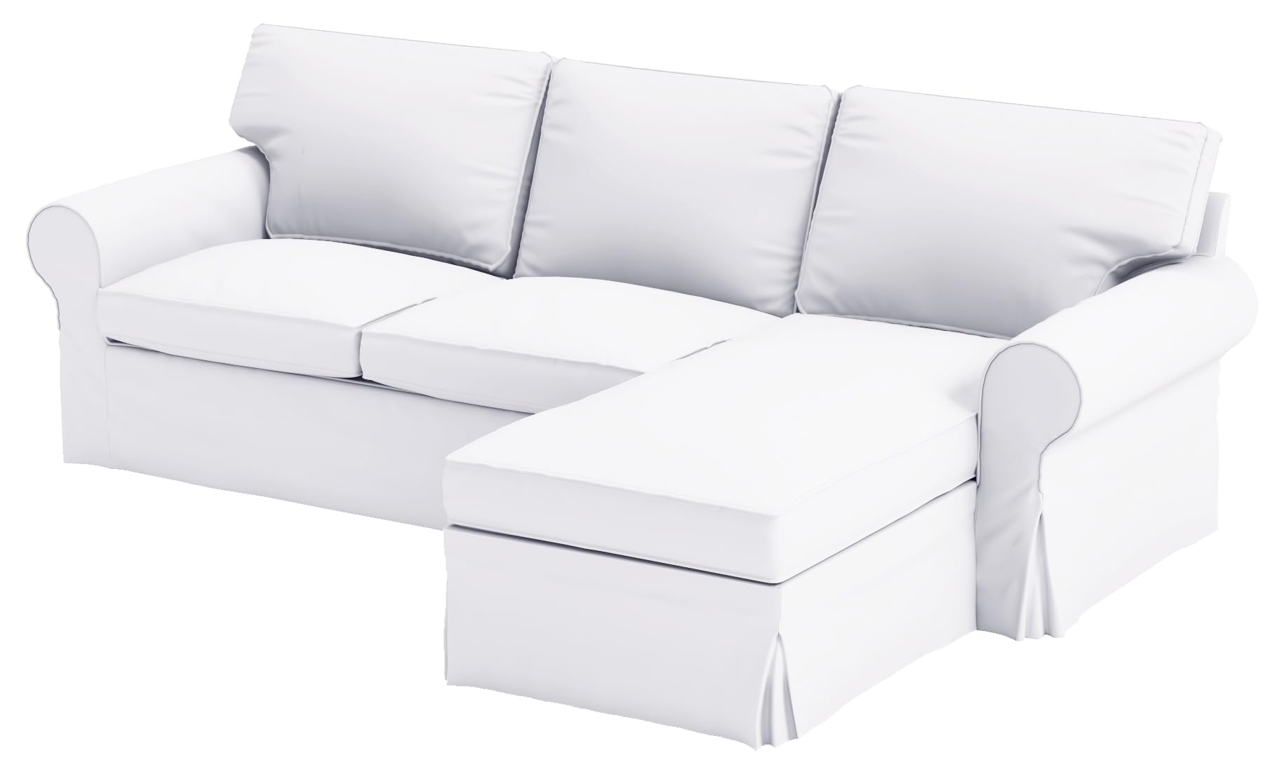 Dense Cotton Ektorp Loveseat Cover - 2 Seater Sofa Slipcover with Chaise Lounge Replacement | Compatible with IKEA Ektorp Sectional 3-Seat Sofa | White Cotton Fabric | Perfect for Living Room, Bedroom & Home Decor Protection