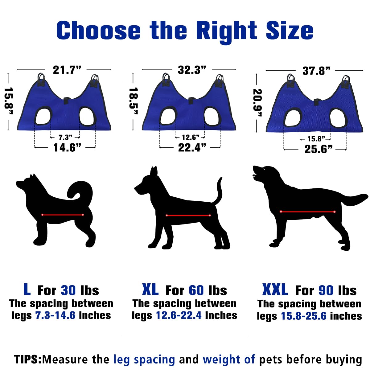 Pet Dog Grooming Hammock for Nail Trimming - Adjustable Hanging Harness for Large Dogs up to 90lbs - Includes Nail Clippers, Nail File & Pet Comb - Perfect for Stress-Free Nail Care & Grooming at Home or Vet Clinic