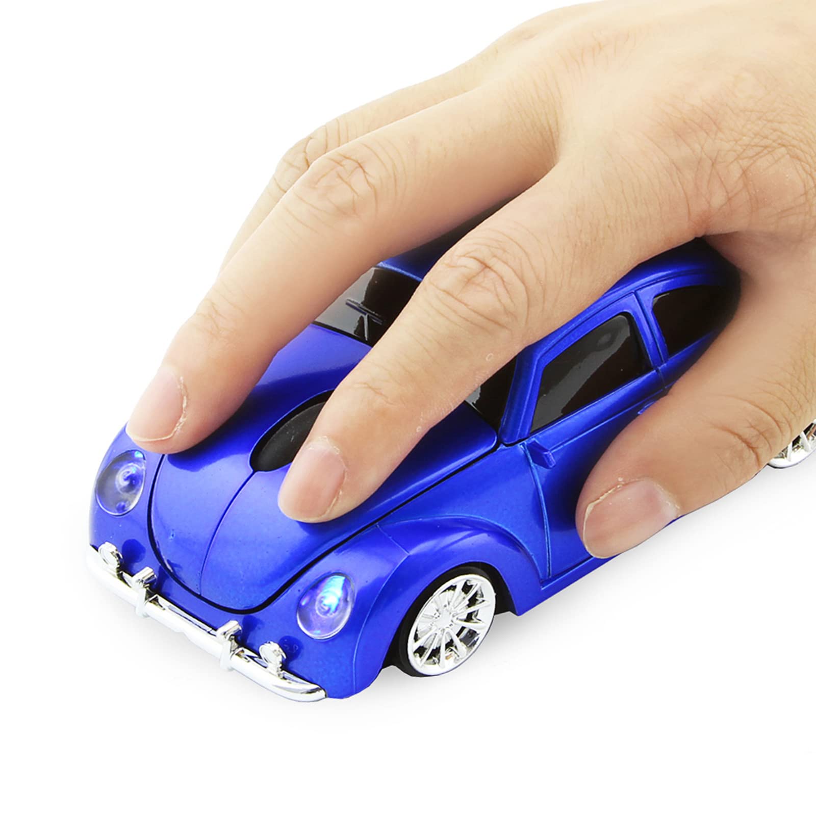 2.4GHz Wireless Mini Sports Car Shaped Mouse - 1200DPI Portable USB Optical Mouse for Kids, PC, Laptop & Computer (Blue) | Fun Gaming & School Use