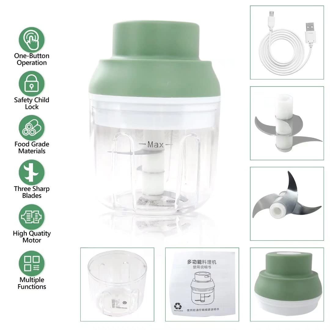 250ml Wireless Electric Garlic Chopper & Food Processor - USB Rechargeable Automatic Egg Whisk, Cream Mixer & Vegetable Crusher for Kitchen - Perfect for Chopping Garlic, Mixing Eggs, and Preparing Baby Food