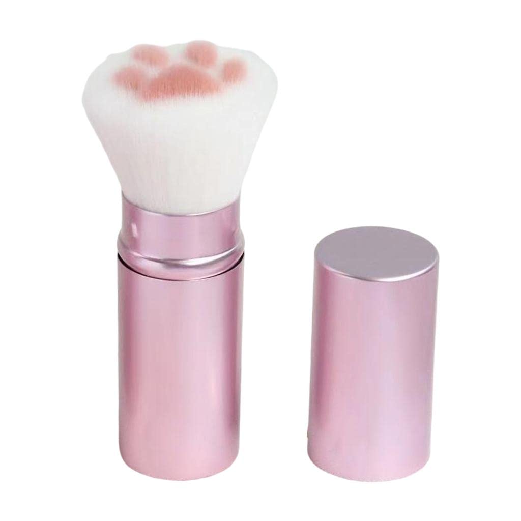 Barenx Cat Paw Makeup Brush - Retractable Pink for Face Powder & Blush