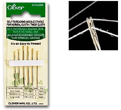 Clover Self Threading Hand Sewing Needles - 5 Pack Easy Thread Needles for Quilting, Embroidery & Fabric Crafts - Perfect for DIY Sewing Projects & Quick Repairs