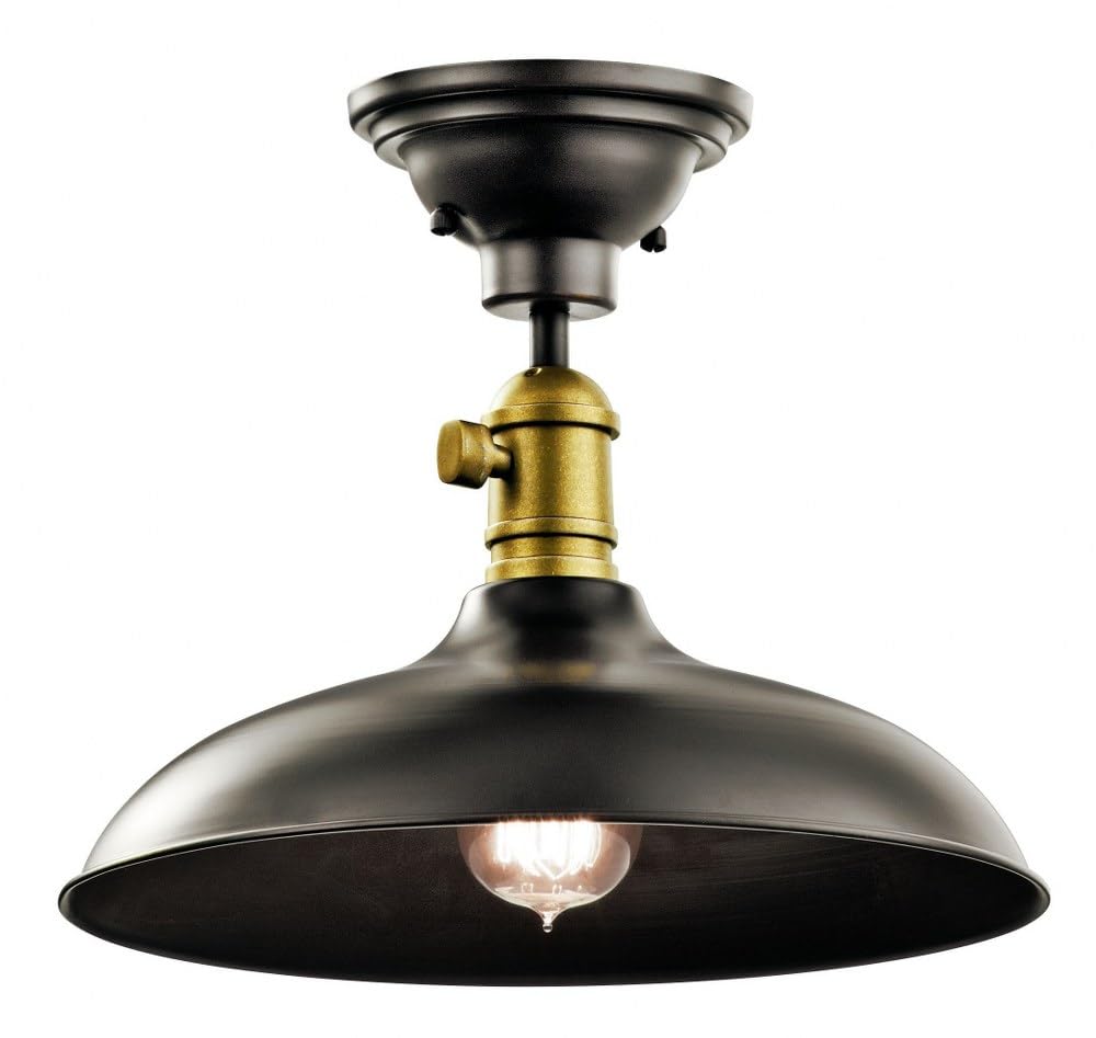 Vintage Farmhouse Pendant Light Fixture - 1 Light Metal Shade in Olde Bronze Finish | Rustic Ceiling Lighting for Kitchen, Dining Room, or Entryway