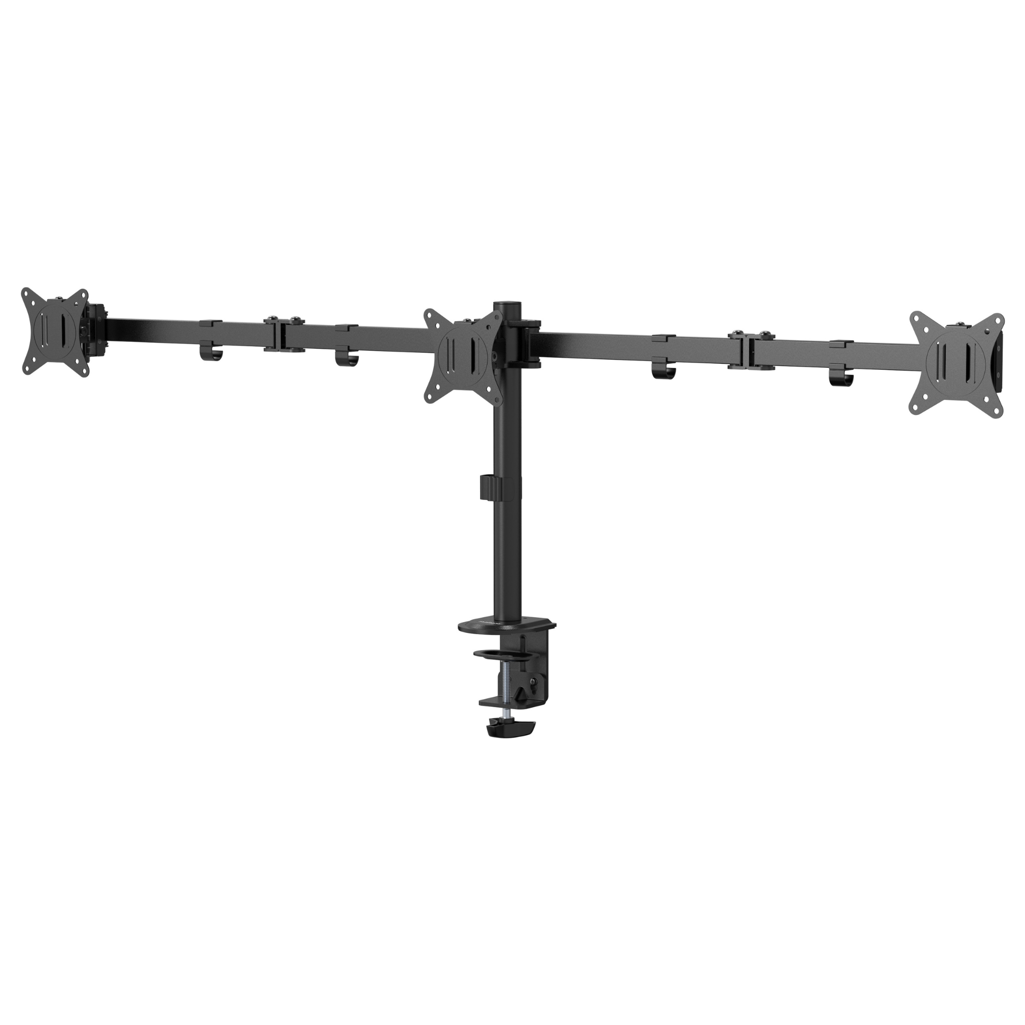 Outshine Gaming Triple Monitor Mount Stand - Adjustable 3 Screen Desk Clamp for PC, Laptop, Workstation - Perfect for Gamers, Streamers & Office Professionals