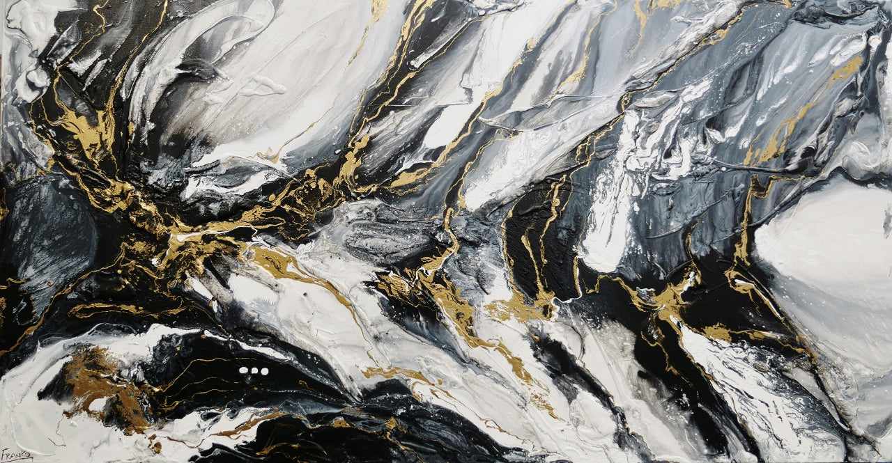 Golden Glamour 190x100cm White Gold Textured Abstract Canvas Art - Modern Wall Decor for Living Room, Bedroom & Office