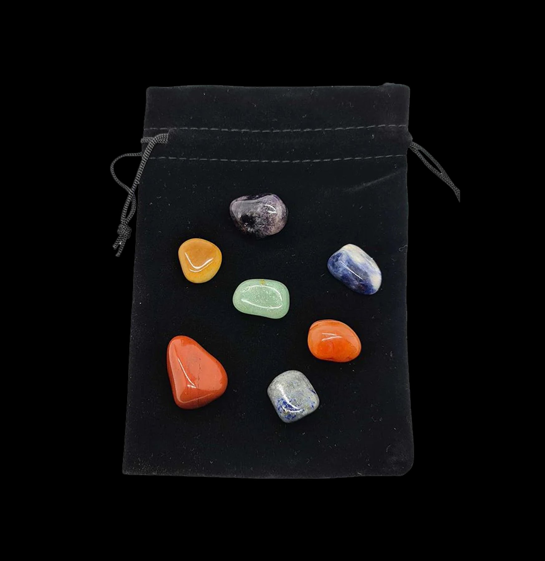 7 Chakra Healing Crystal Stones Set with Velvet Pouch - Meditation, Yoga, Reiki Energy Balancing & Spiritual Decor