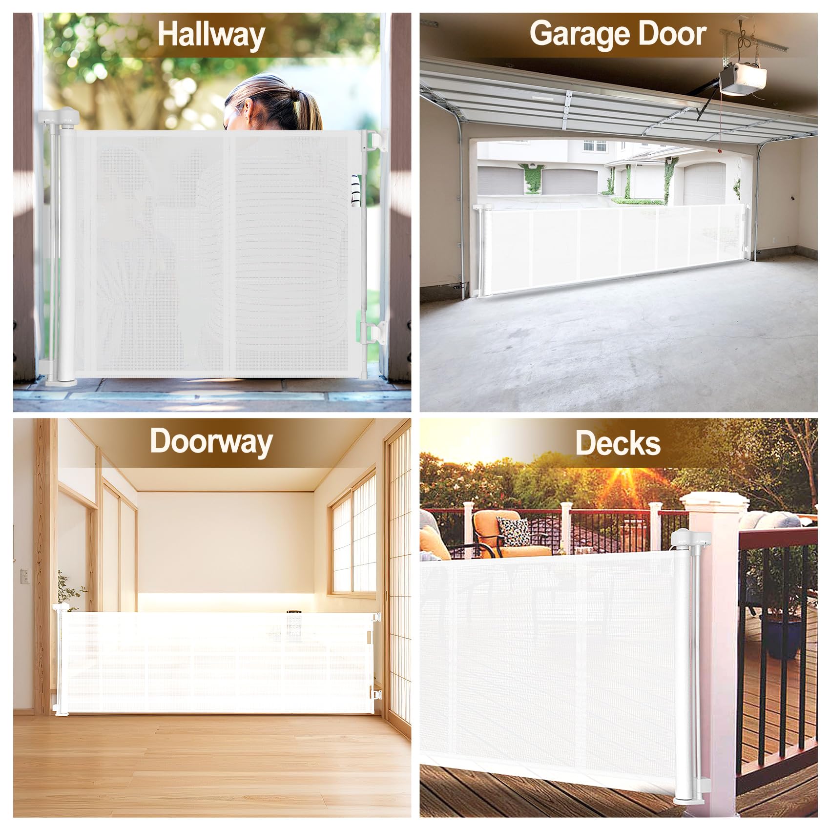 Upgrade 150-Inch Extra Wide Retractable Baby Gate with Reinforced Strip Design - 34