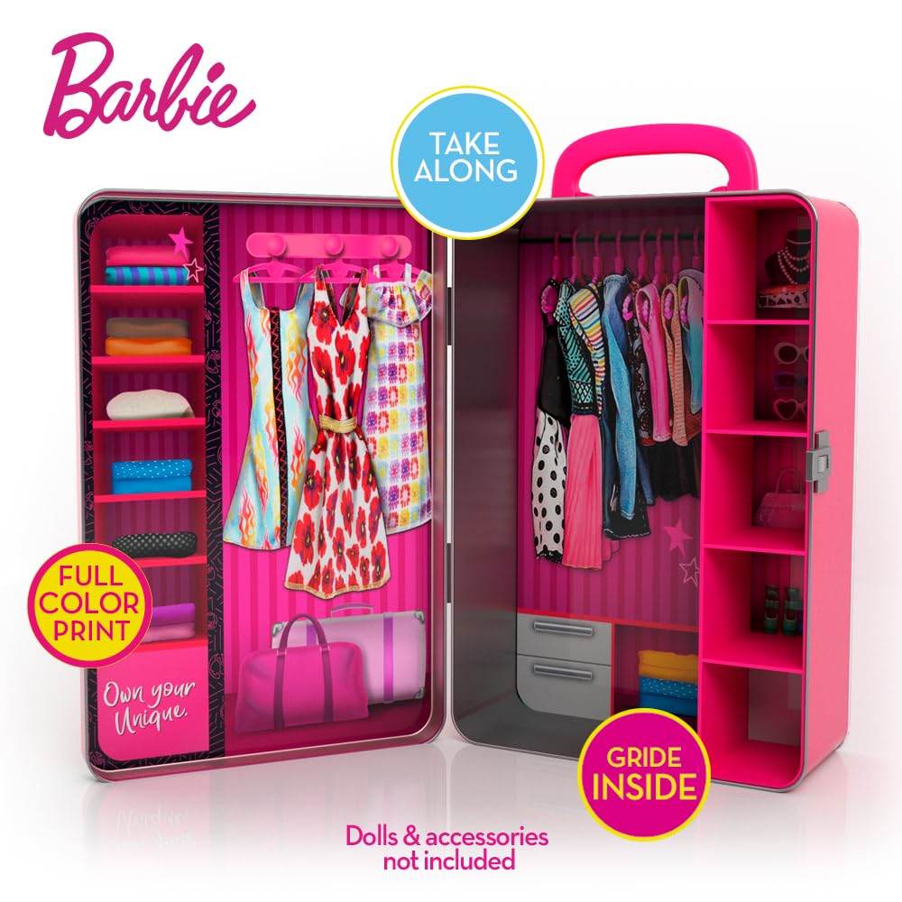 Barbie Metal Toy Storage Case - Durable Organizer for Dolls & Accessories, Compatible with Most 18
