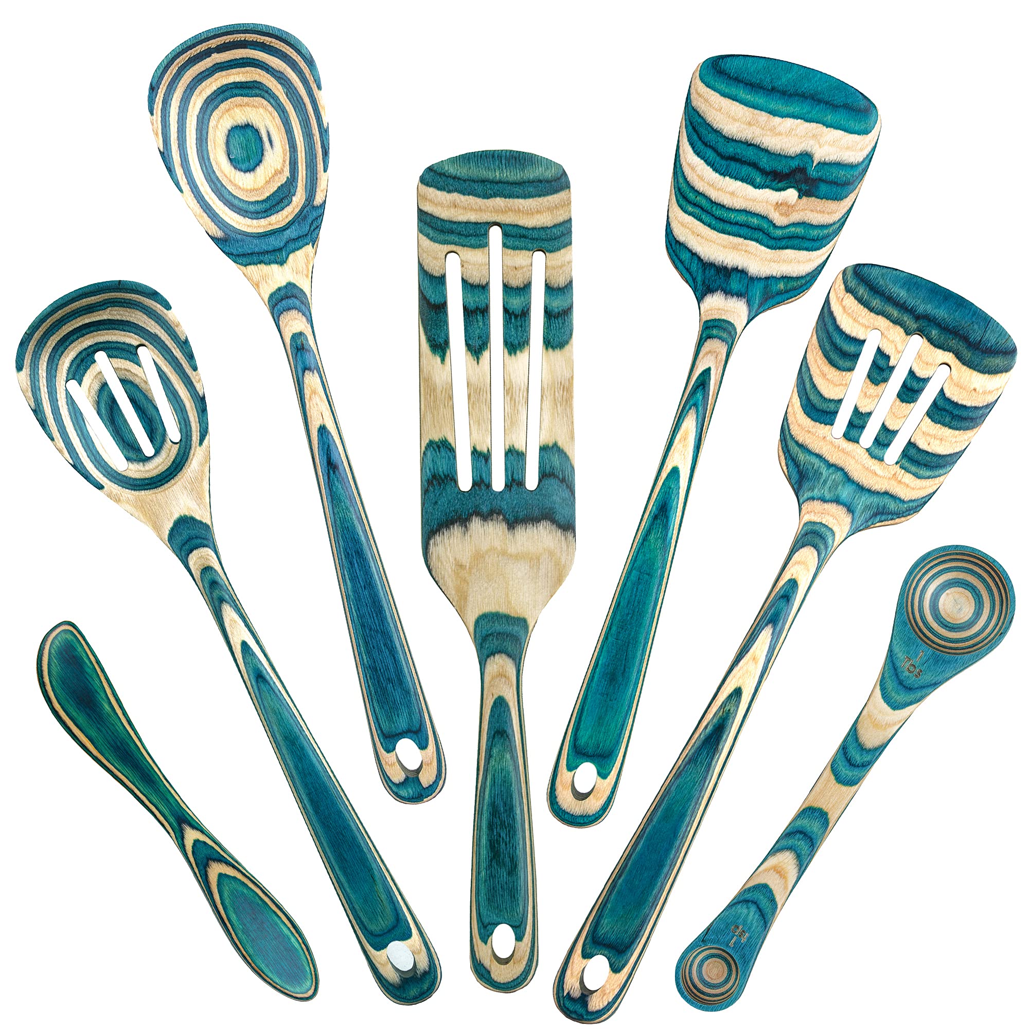 Totally Bamboo Baltique Mykonos Collection 7-Piece Bamboo Cooking Utensil Set - Nonstick Safe Kitchen Tools for Cooking, Baking & Serving - Perfect for Home Chefs & Eco-Friendly Kitchens