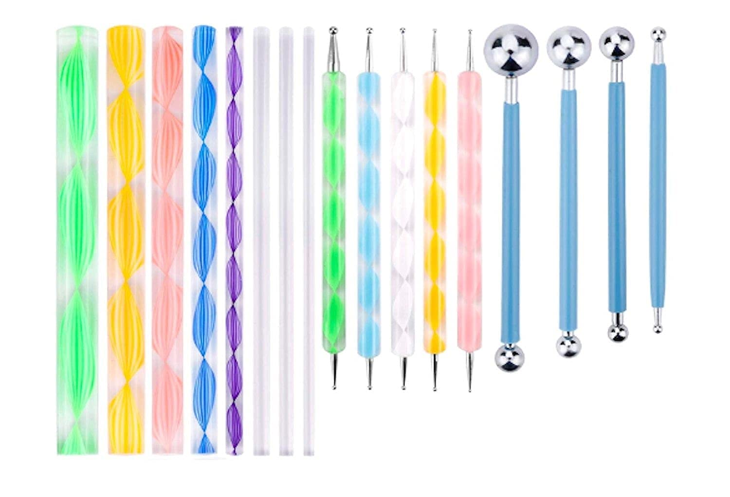 17pcs Complete Dot Mandala Nail Art Kit - Dotting & Marbleizing Tool Pen, Acrylic Twist Sticks, Wax Pencil for Nail Decoration, Stamping, Manicure & Cake Decorating DIY Supplies - Perfect for Salon, Home Use & Gift Giving