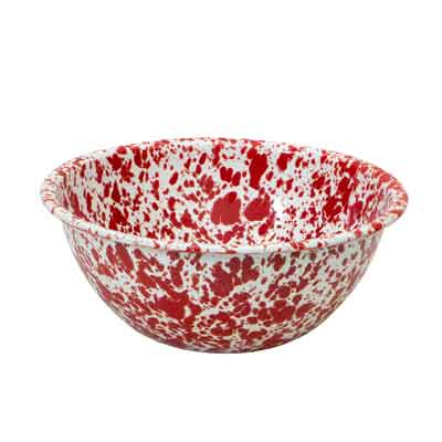 Crow Canyon Enamelware Serving Bowl Set of 4 - 2 Quart Red Marble Dinnerware for Kitchen, Picnics & Outdoor Dining - Durable & Stylish Serving Dishes for Parties & Entertaining