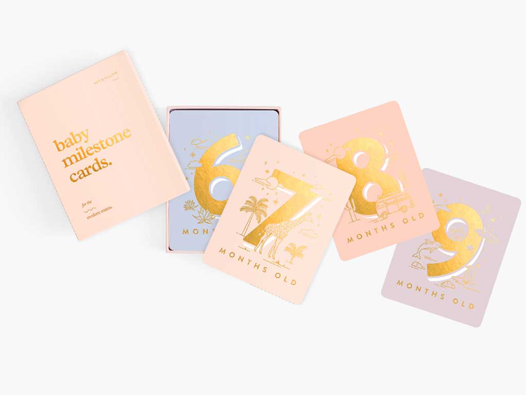 34-Piece Gold Foil Baby Milestone Cards Set - Perfect for Newborn Photo Shoots, First Birthday Parties & Monthly Growth Tracking
