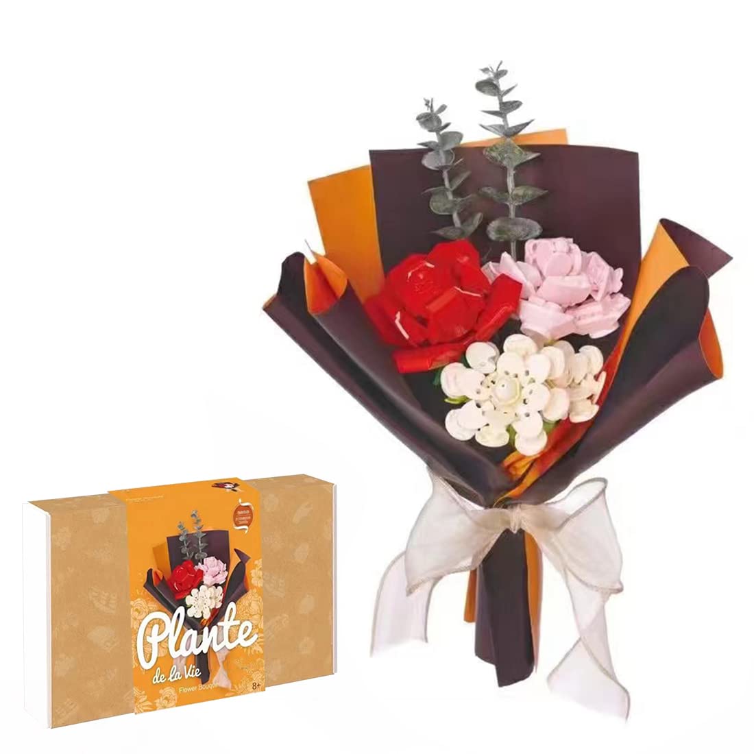 Lego-Compatible Flower Bouquet Building Set - 275+ Piece DIY Brick Model with Preserved Roses, Jasmines & Rosa Multiflora (MOCI Flower Series) | Perfect for Home Decor, Gifts & Creative Play