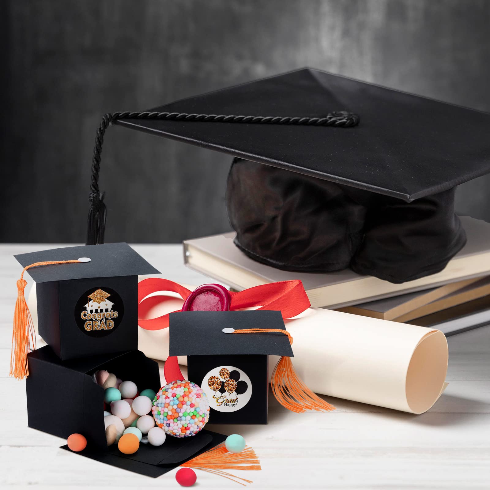 Kesote 24 Pack Graduation Party Favors 2025 - Grad Cap Candy Boxes for Chocolate Gifts & Goody Bags, Perfect for High School/College Graduation Celebrations, Commencement Ceremonies & Senior Party Supplies