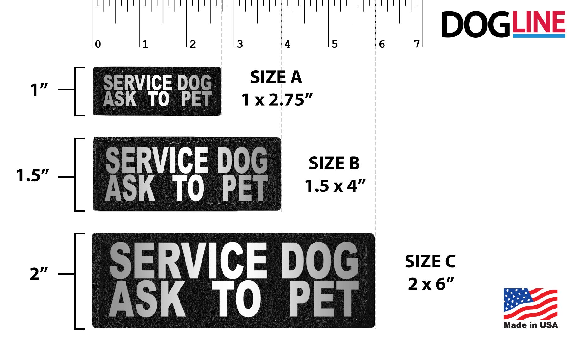 Service Dog Ask to Pet Vest Patches 2-Pack - Removable Reflective Patches for Support Dog Vests, Harnesses, Collars & Leashes - Size A (1
