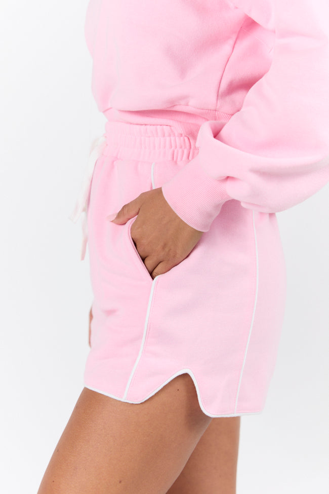 Baseline Pink Piped Lounge Shorts - Soft & Comfortable Women's Sleepwear - Perfect for Relaxing at Home, Lounging, or Yoga (Final Sale)