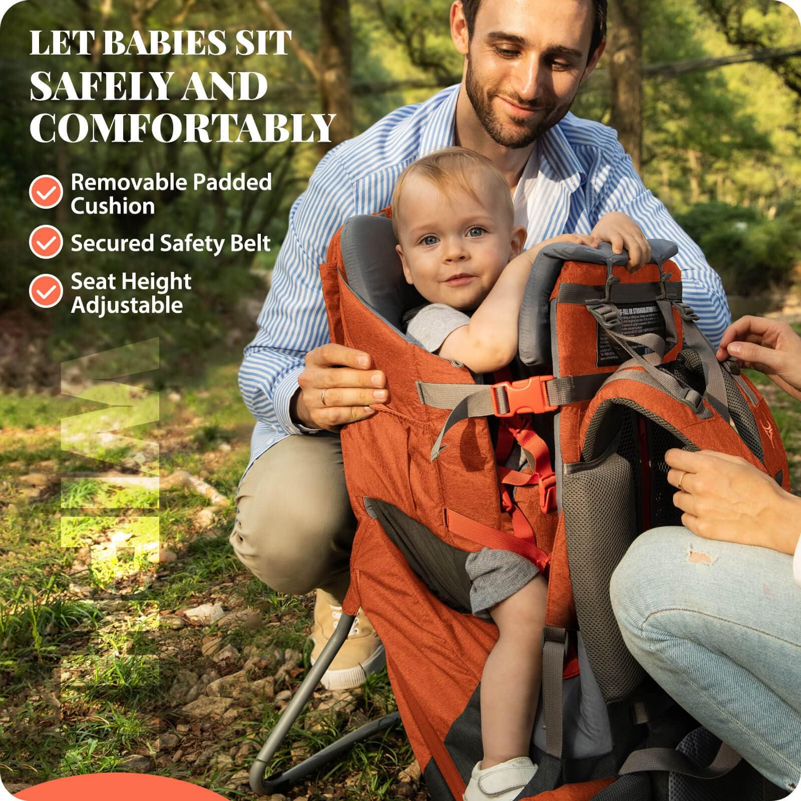 WIPHA Upgraded Baby Carrier Backpack - Ergonomic Hiking Backpack with Safety Seat, Lightweight Toddler Carrier for Outdoor Adventures, Travel & Daily Use (Large Capacity)