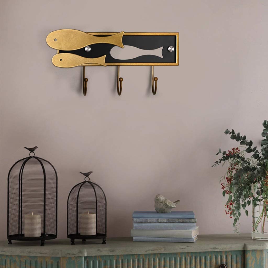 Modern Goldfish Wall-Mounted Coat Rack - Space Saving Entryway Organizer with 3 or 7 Hooks - Durable Metal Coat Hanger for Jackets, Hats & Bags - Perfect for Small Apartments, Dorm Rooms & Entryways (Size A)