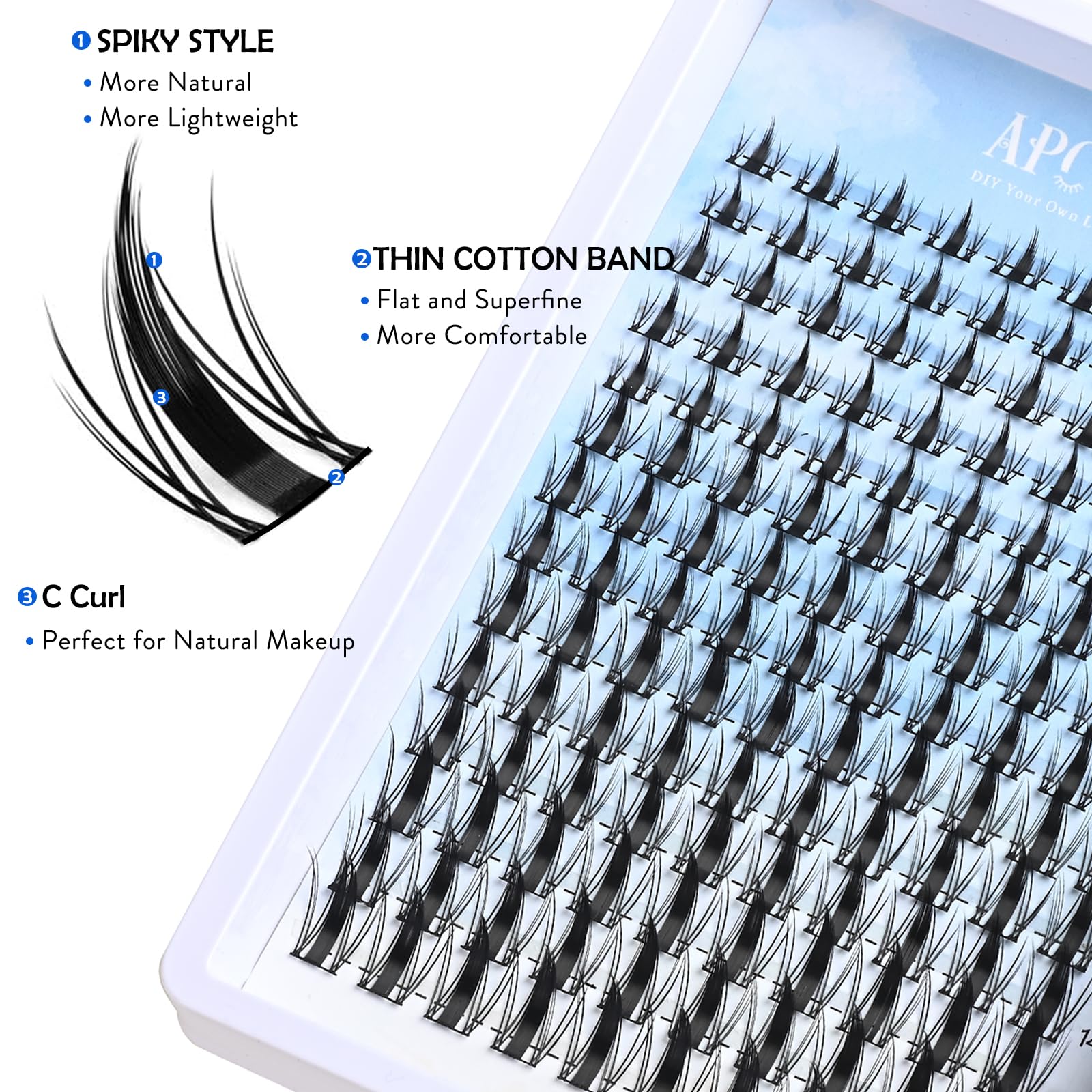 Fairy Lash Clusters Kit 8mm-18mm Manga C Curl Anime Eyelash Extensions - DIY Volume Natural Spike Lashes for Wet-Look Spiky Effect | Perfect for Cosplay, Halloween, and Dramatic Eye Makeup Looks