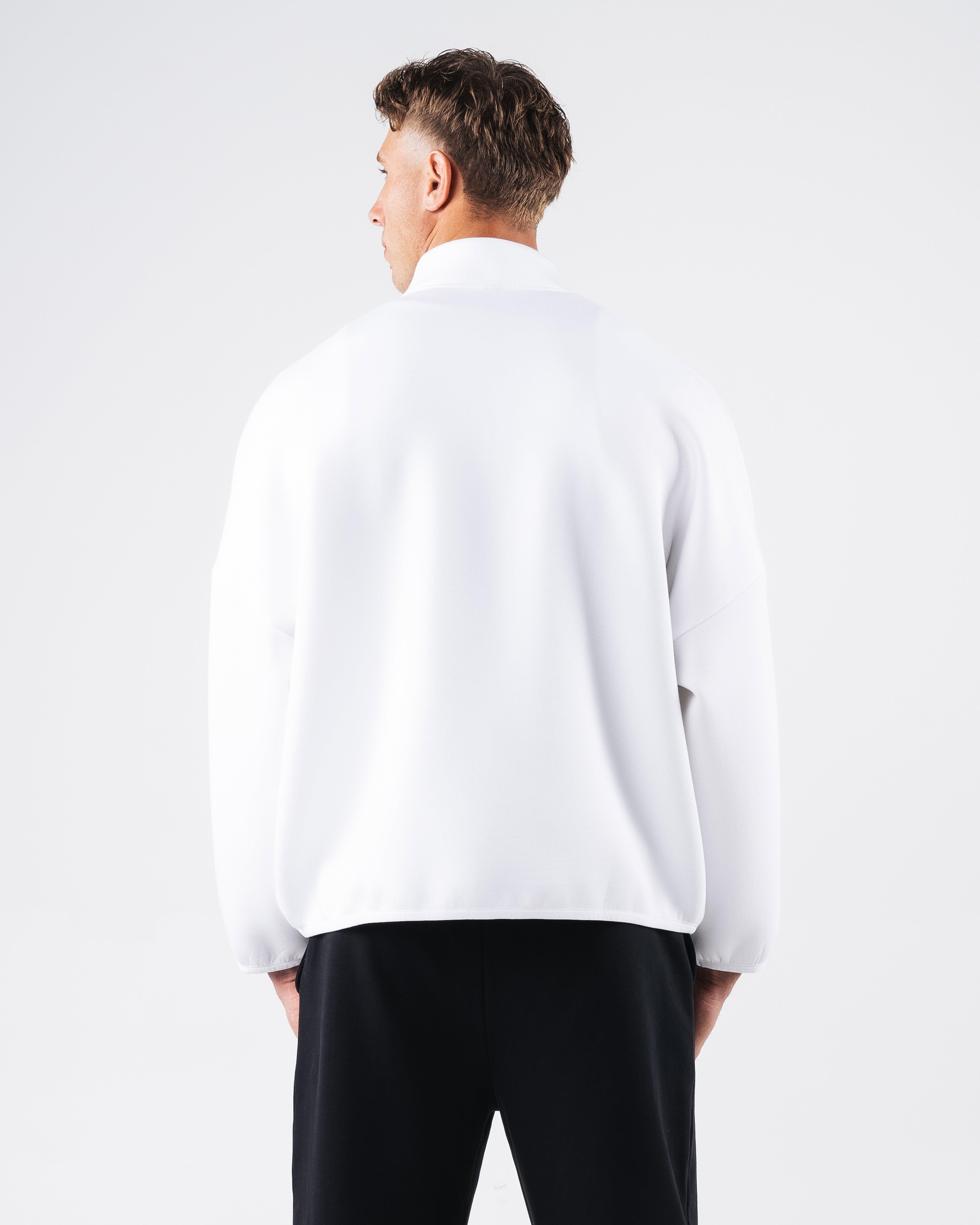 ELMTS Men's Quarter Zip Pullover Sweatshirt - White | Lightweight & Comfortable | Perfect for Casual Wear, Workout & Outdoor Activities