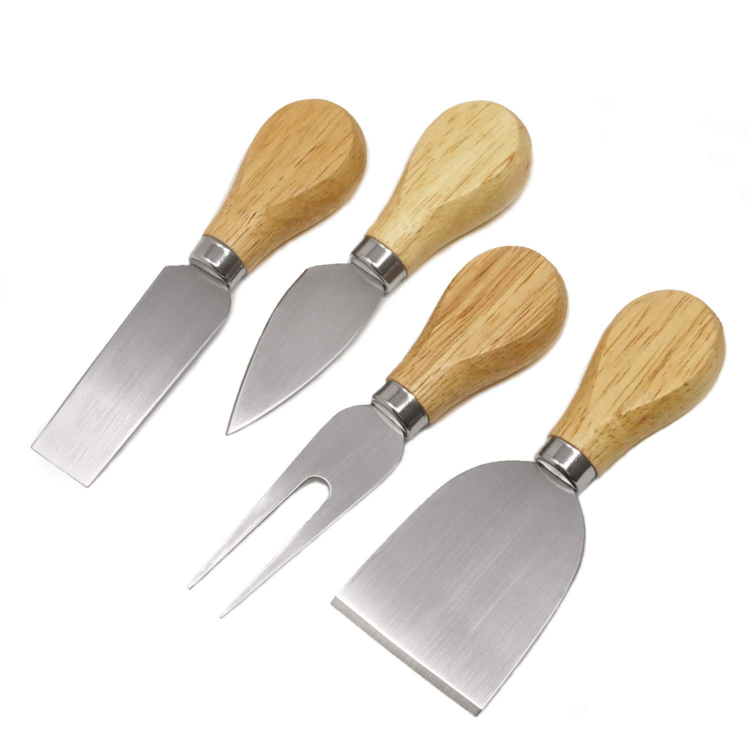 Honbay 4-Piece Stainless Steel Cheese Knife Set with Wooden Handle - Cheese Slicer & Cutter for Formaggio, Butter (4.7 Inch) - Perfect for Charcuterie Boards, Wine Parties & Gourmet Cheese Platters