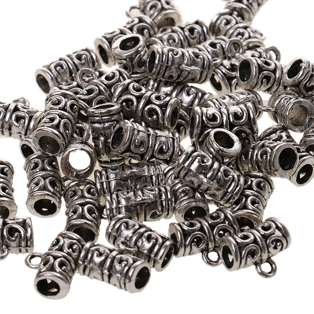 50pcs Tibetan Spacer Beads - 1.1x0.5cm Hollow Carved Tube Charms for DIY Jewelry Making, Bracelets & Necklace Pendants - Jewelry Findings Supplies (FC-17298) | Perfect for Boho, Ethnic & Handmade Jewelry Designs